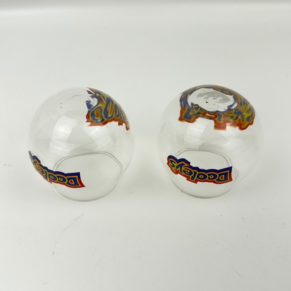 Dooley's Shot Glasses Pair 2.5″ Round Shooter Excellent Condition Barware Rare - Picture 4 of 5